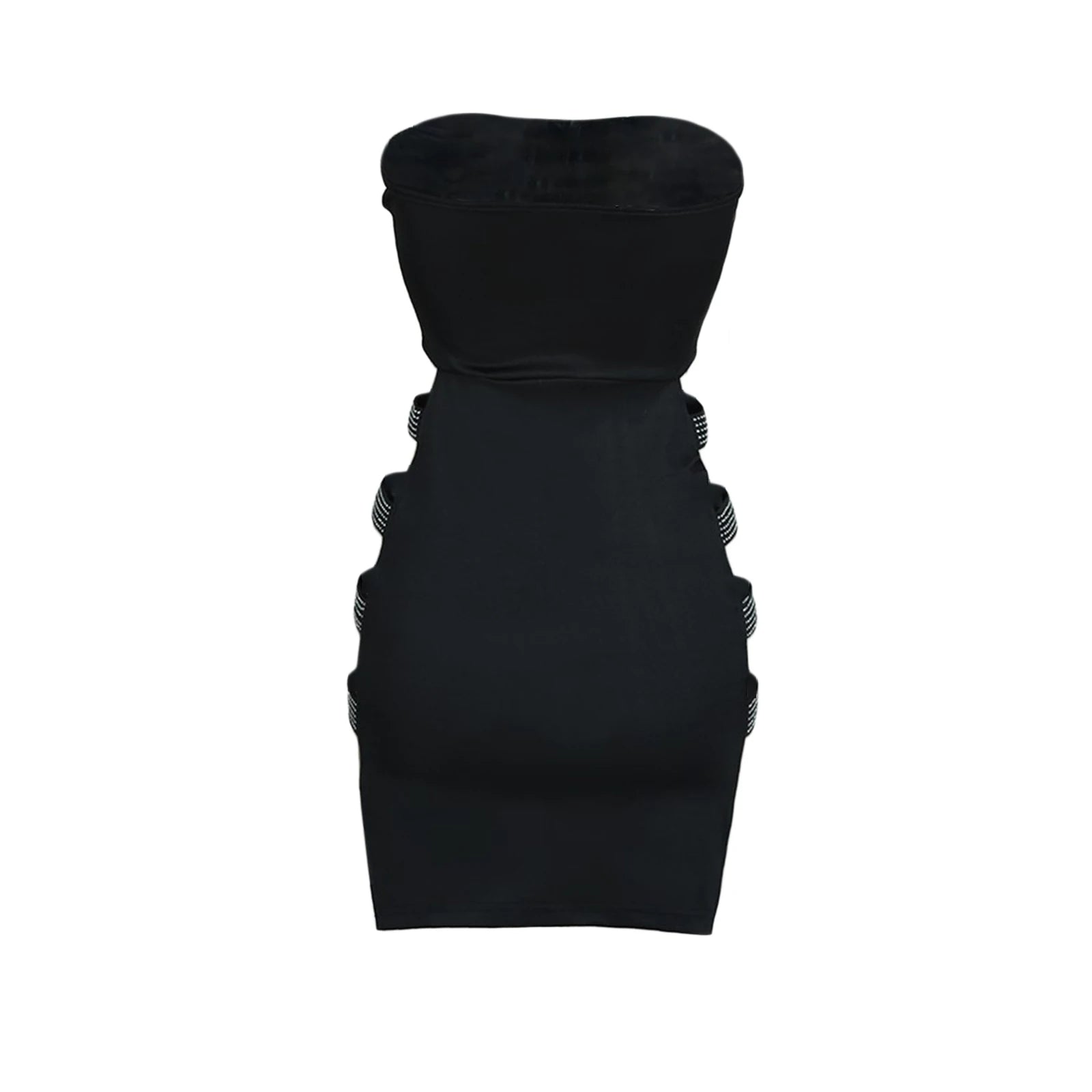 Rhinestone Shoulder Mini Dress Solid Color, Sleeveless, Backless Style - Image 6