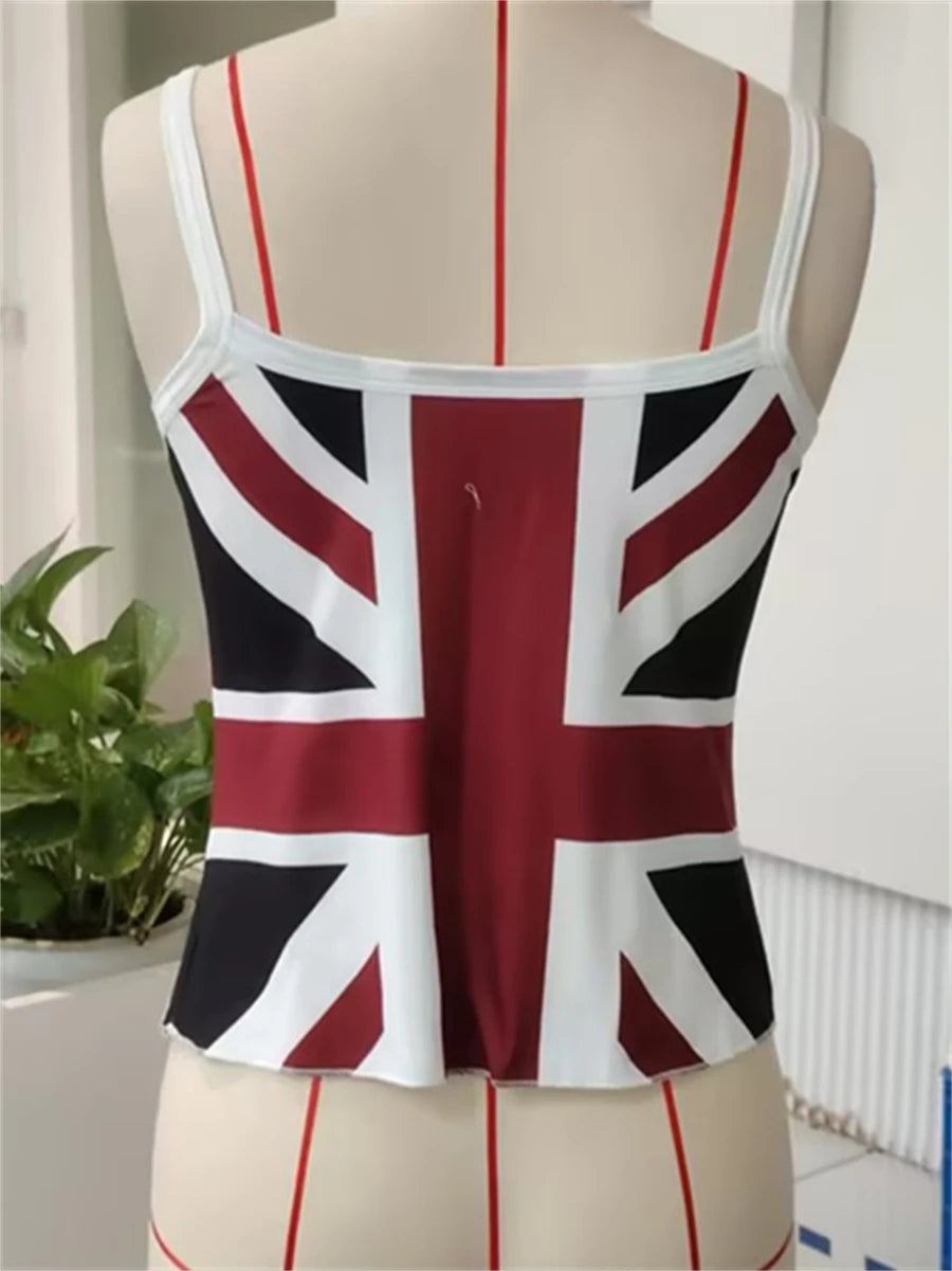 Union Jack Spaghetti Strap Crop Top for Summer Streetwear - Image 4