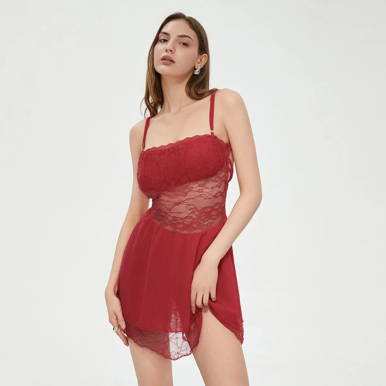 Sleeveless Spaghetti Strap Mini Dress Solid Color, Backless, Party-ready - Image 6