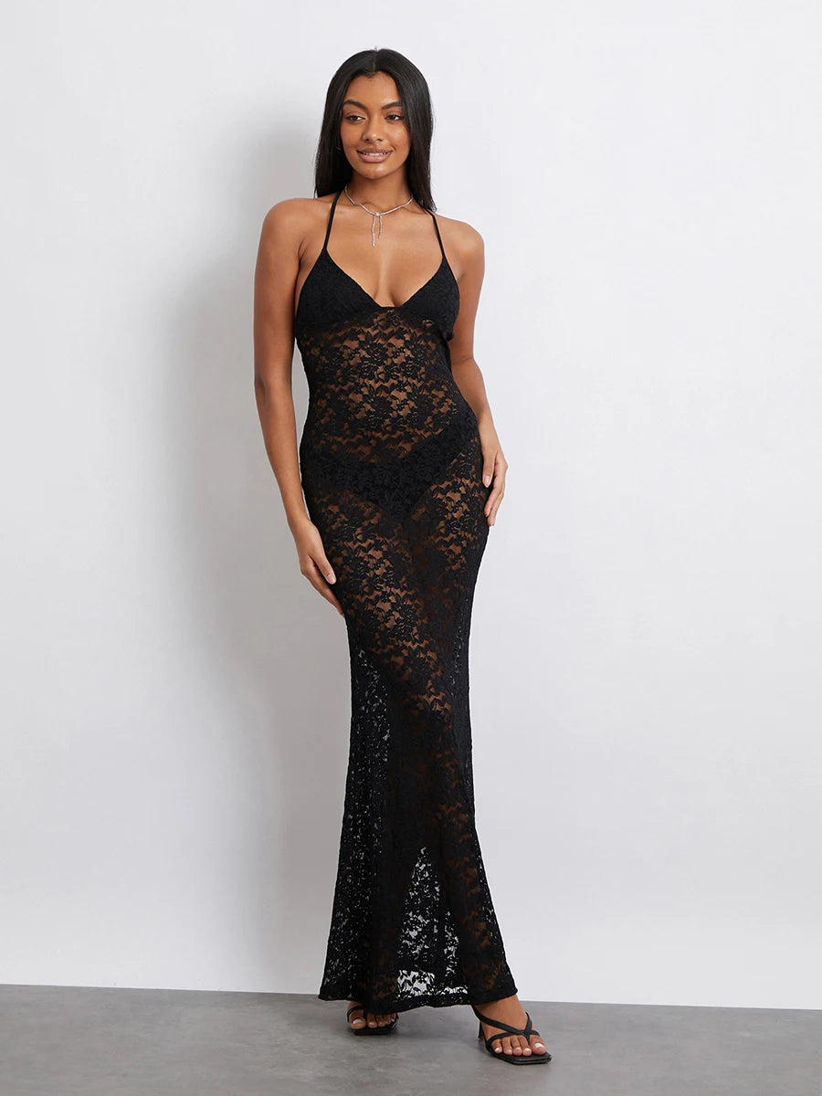 Stunning Sleeveless Halter Backless Fishtail Dress for Cocktail Party