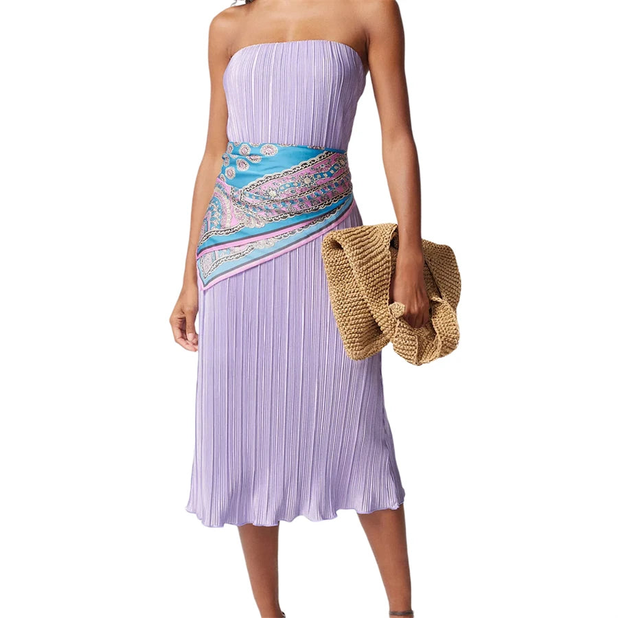 Off-Shoulder Solid Tube Top Dress for Beach Party Fashion