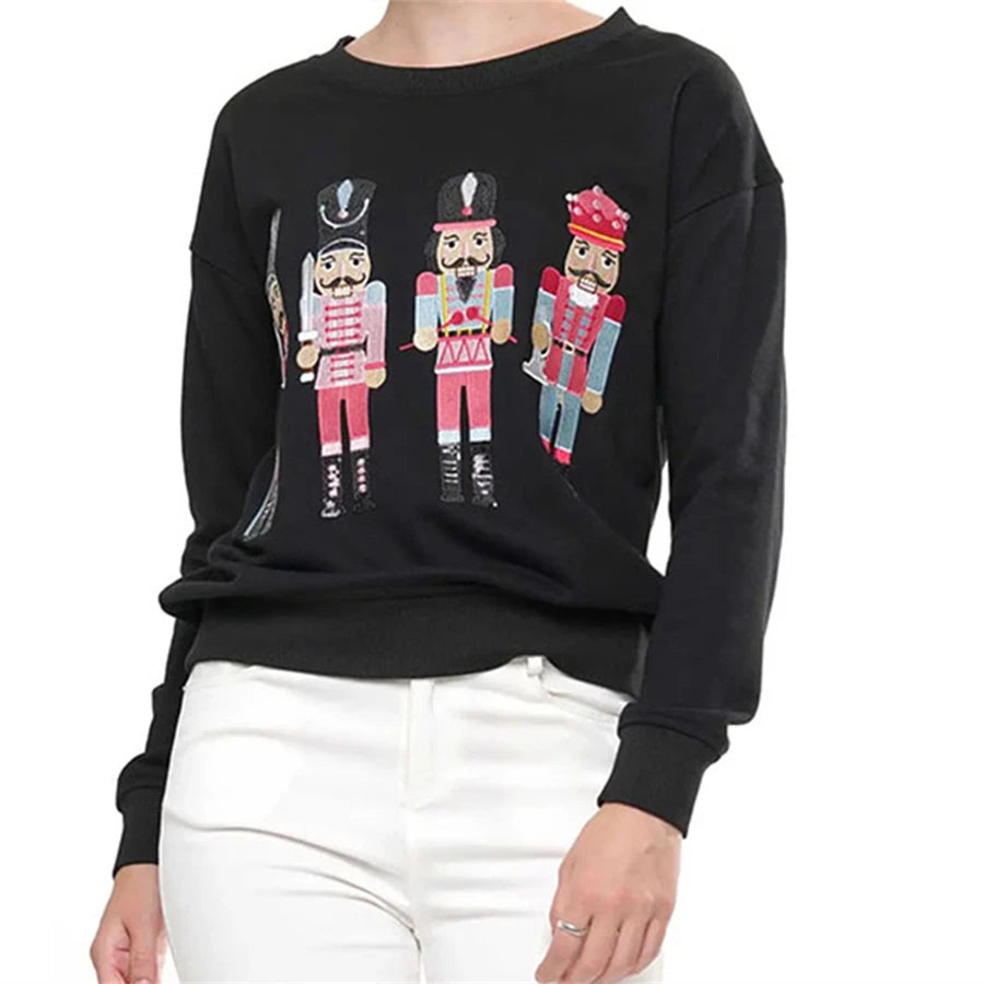Women's Cartoon Character Long Sleeve Sequin Sweatshirt Tops - Image 8