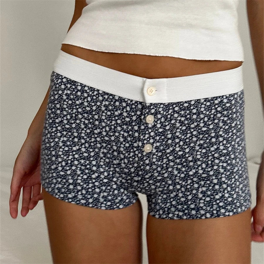 Floral Print Low Rise Elastic Band Lounge Shorts for Women - Image 3