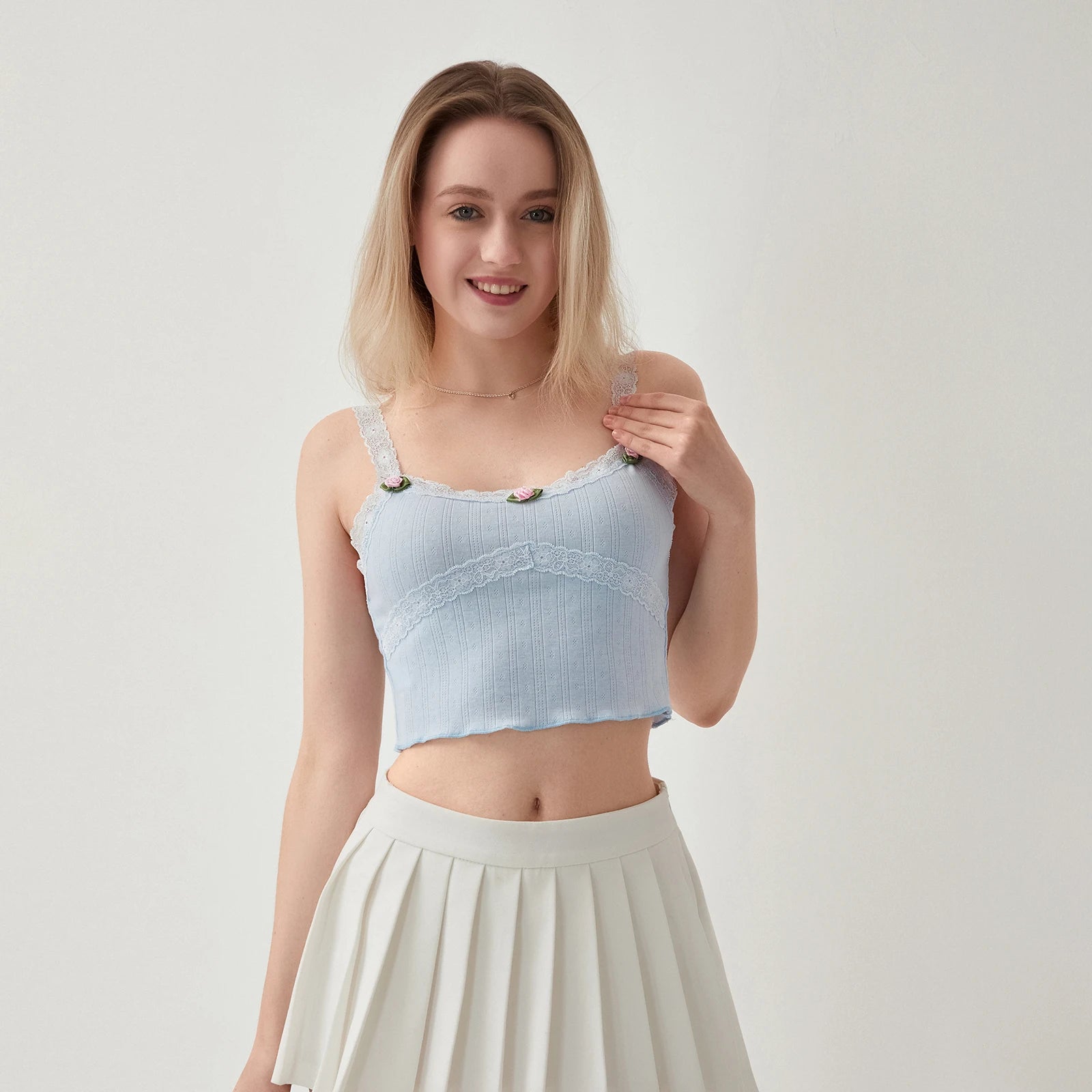 Stylish Women's 3D Rose Front Camisole Mini Crop Top - Image 4