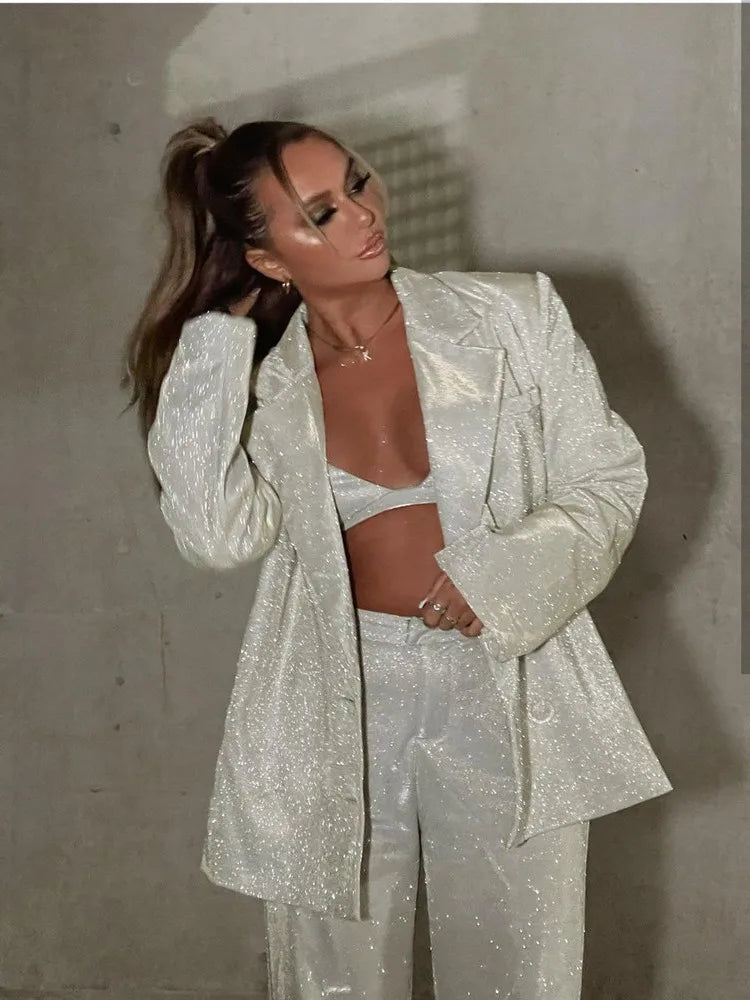 Sparkly Three Piece Party Pants Set for Women Night Outfits - Image 4