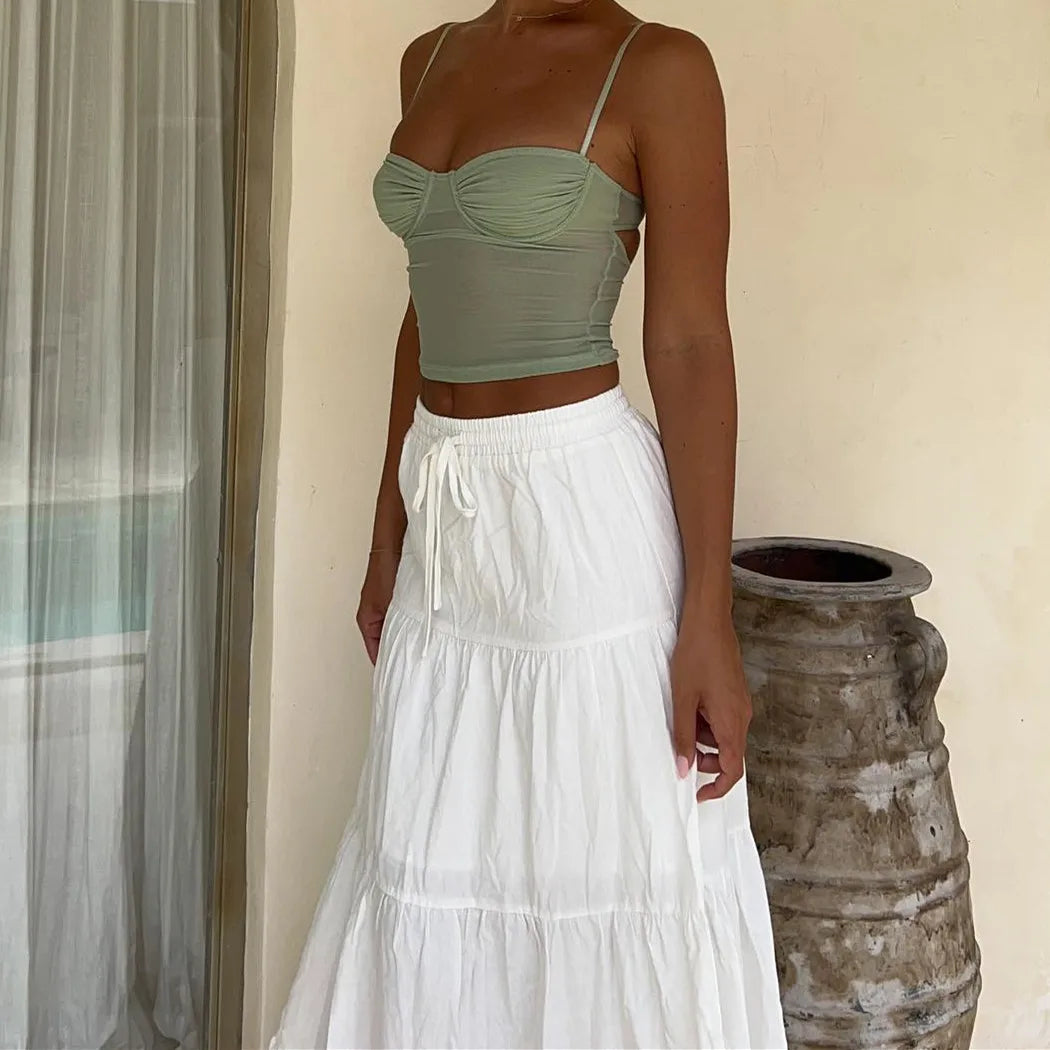 Women's Boho High Waist Ruffle Maxi Skirt - Image 3