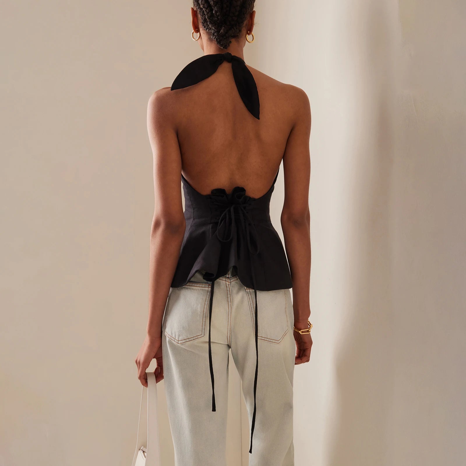 Silky Halter Neck Crop Top for Women - Sleeveless Crisscross Tank - Image 6