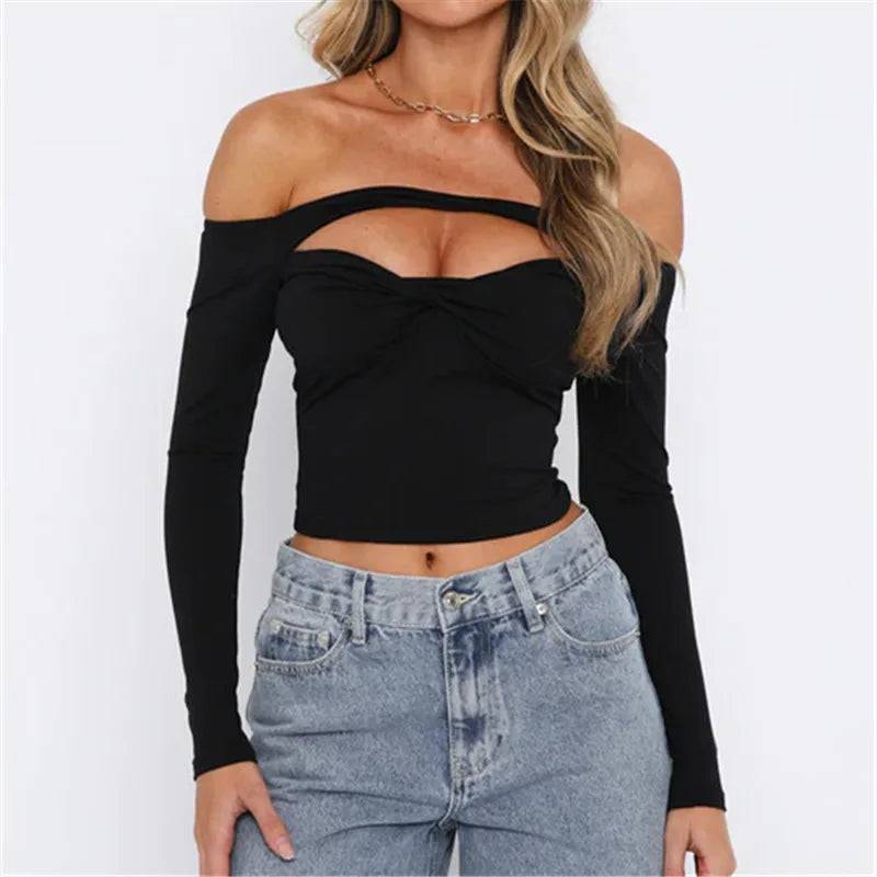 Summer Hollow Out Crop Top: Solid Color Knot Shoulder T-Shirt - Image 4
