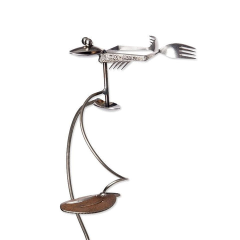 %uD83D%uDC38 Tipsy Toad Silverware Kinetic Recycled Garden Art - Eclectic Treasures