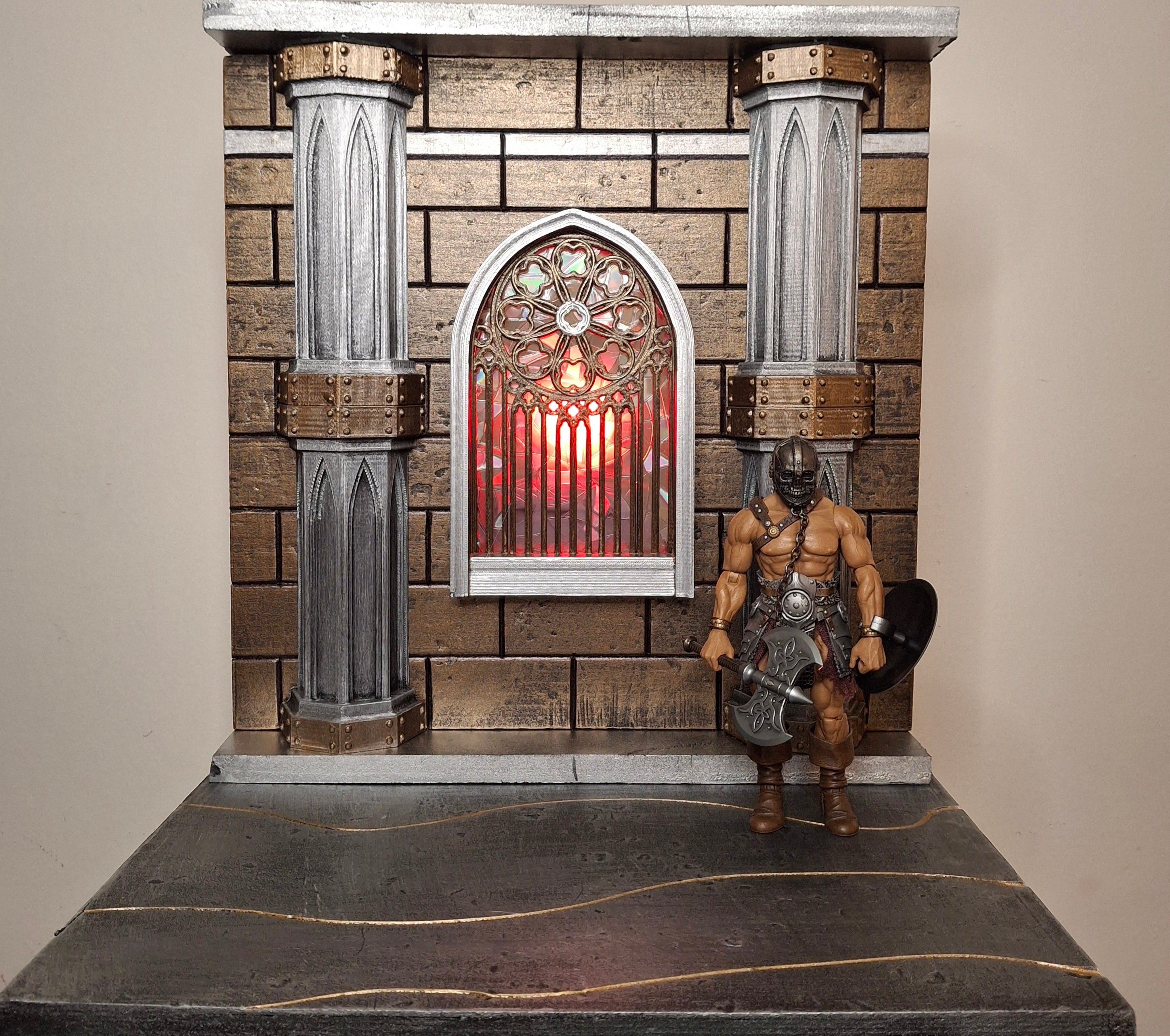 Mythic Legions Modular diorama With Gothic Window handmade custom Mezco Neca Marvel Legends Detolf