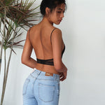 The Femme Fatale Lace Low Back Dot Mesh Crop Top Bralette Bras DM factory Store 