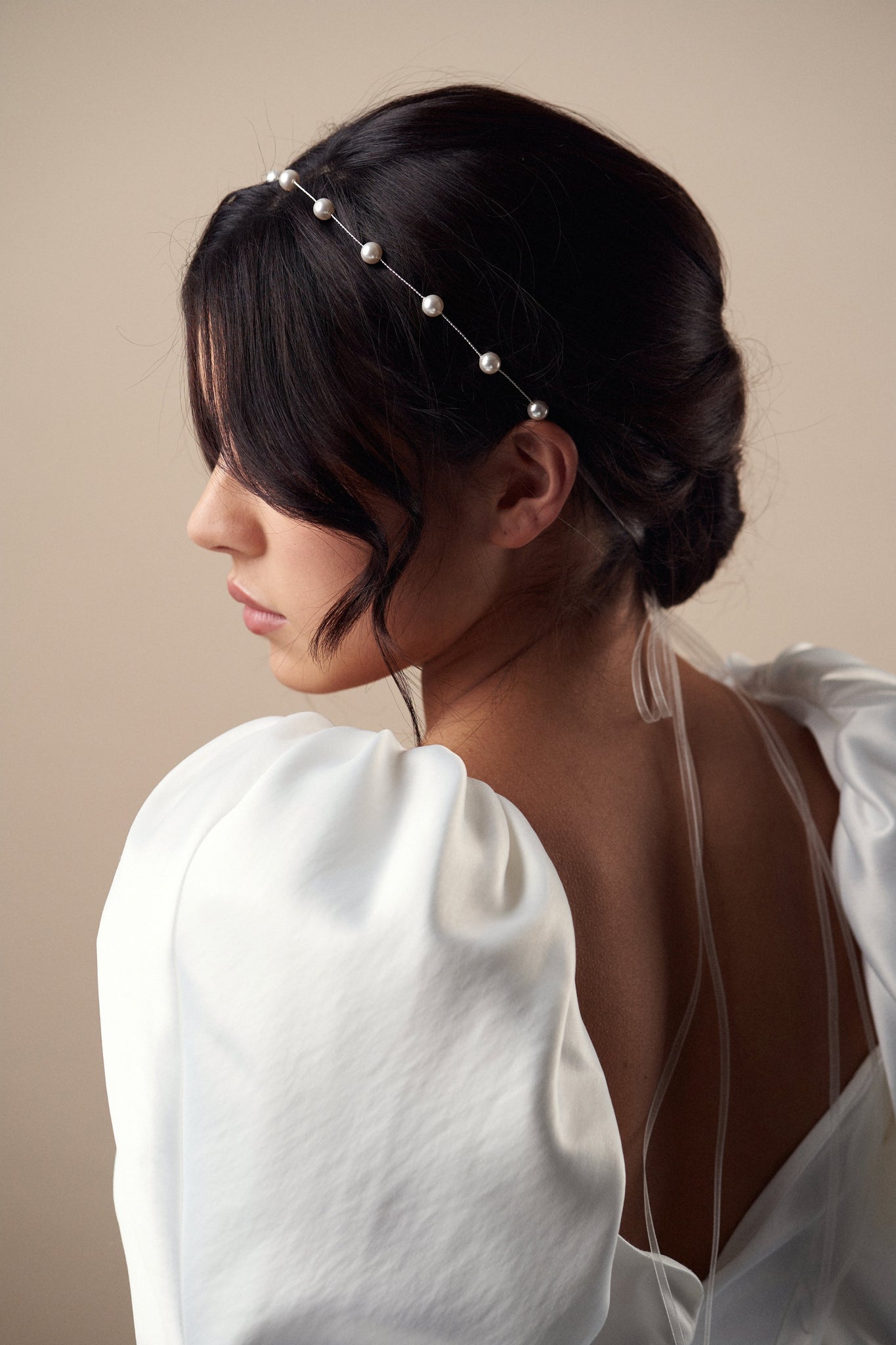 Sustainable pearl wedding hair accessory Prue headband