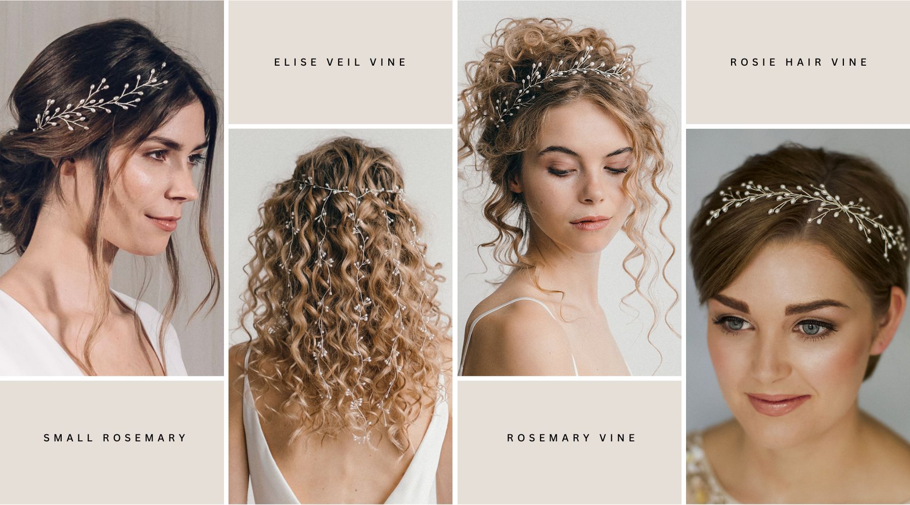 models wear pearl wedding hair accessories - hair vines