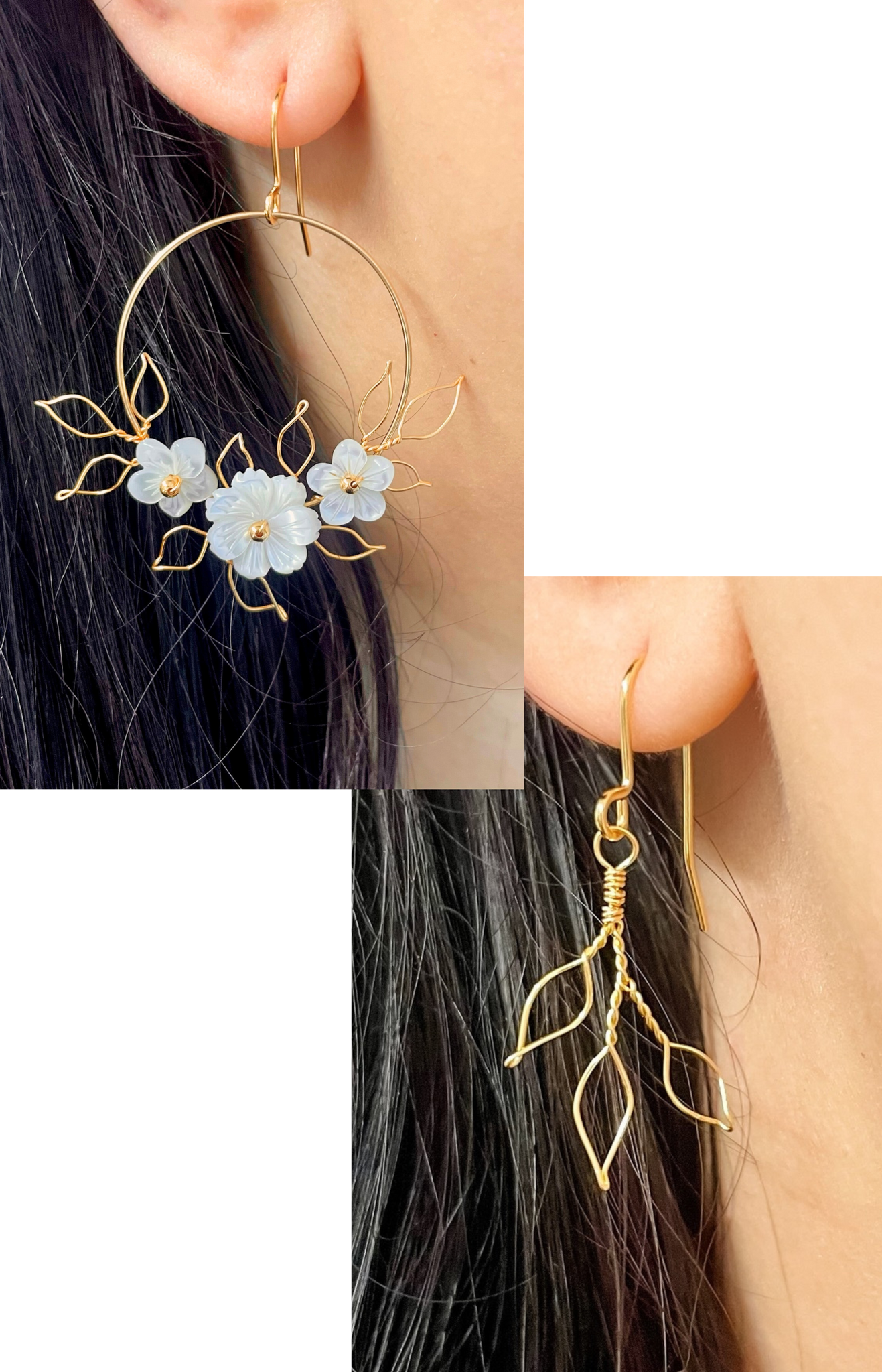 sustainable gold botanical earrings by Debbie Carlisle
