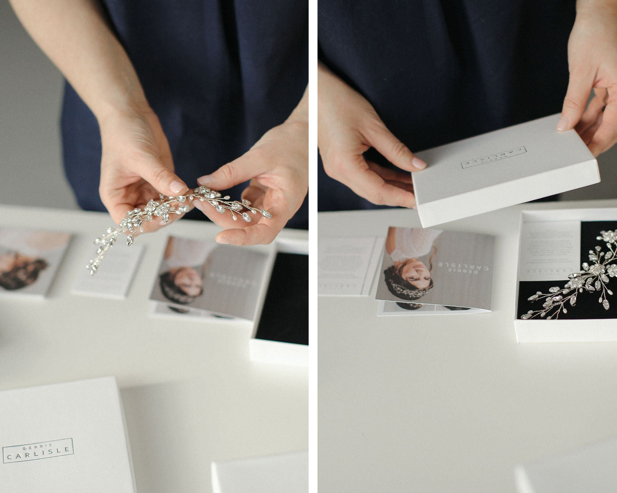 packaging a bridal hair accessory following a bespoke bridal consultation