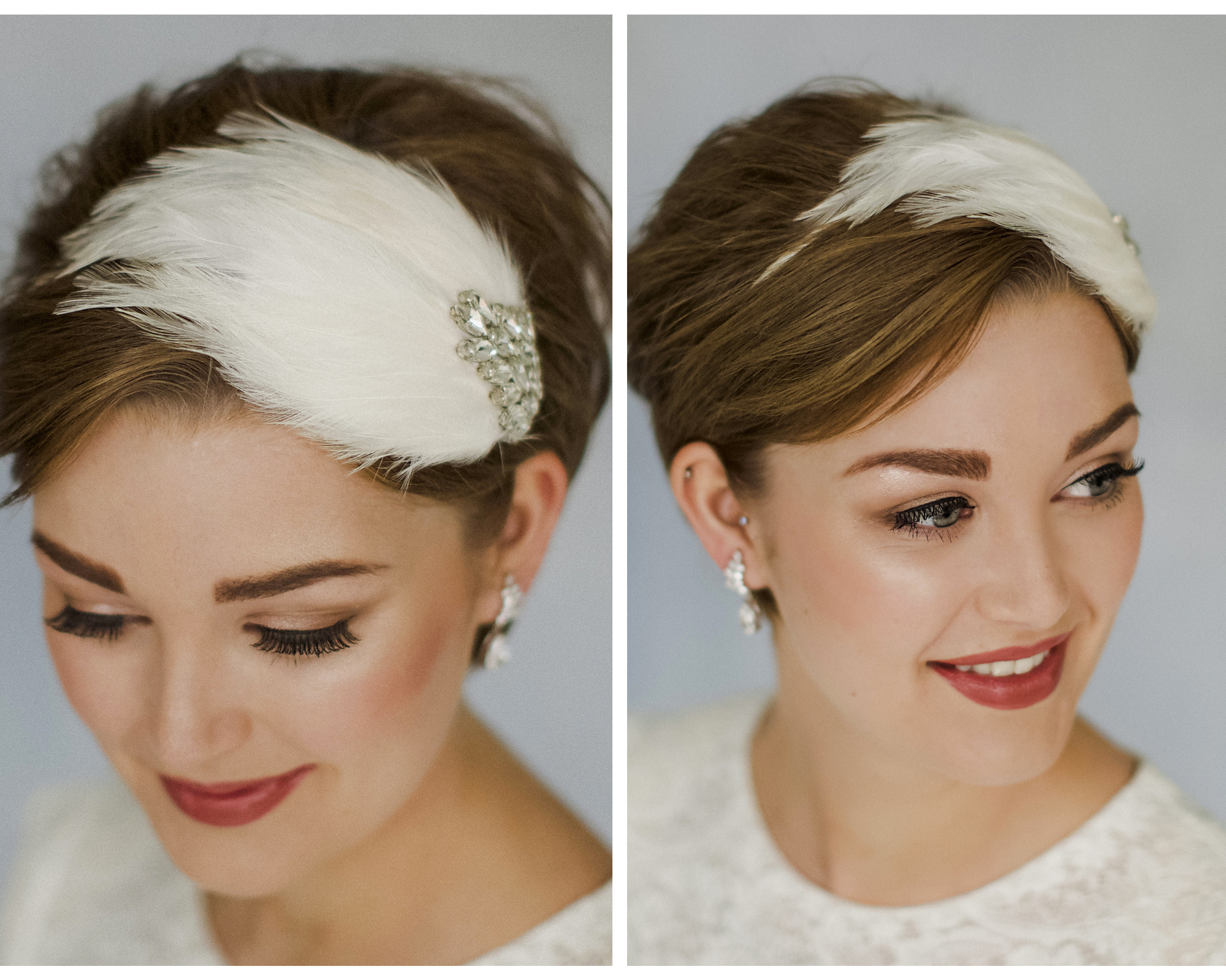  A jewelled crown with flower detailing is a more delicate way to wear a flower crown with short hair cuts - I love to see a crown with a crop of short bob and there is the added bonus of it being incredibly easy to wear as you simply lower it into place!