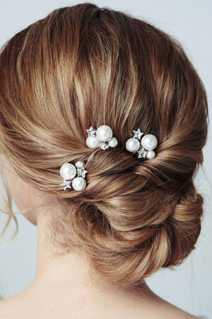 pearl cluster hair pins