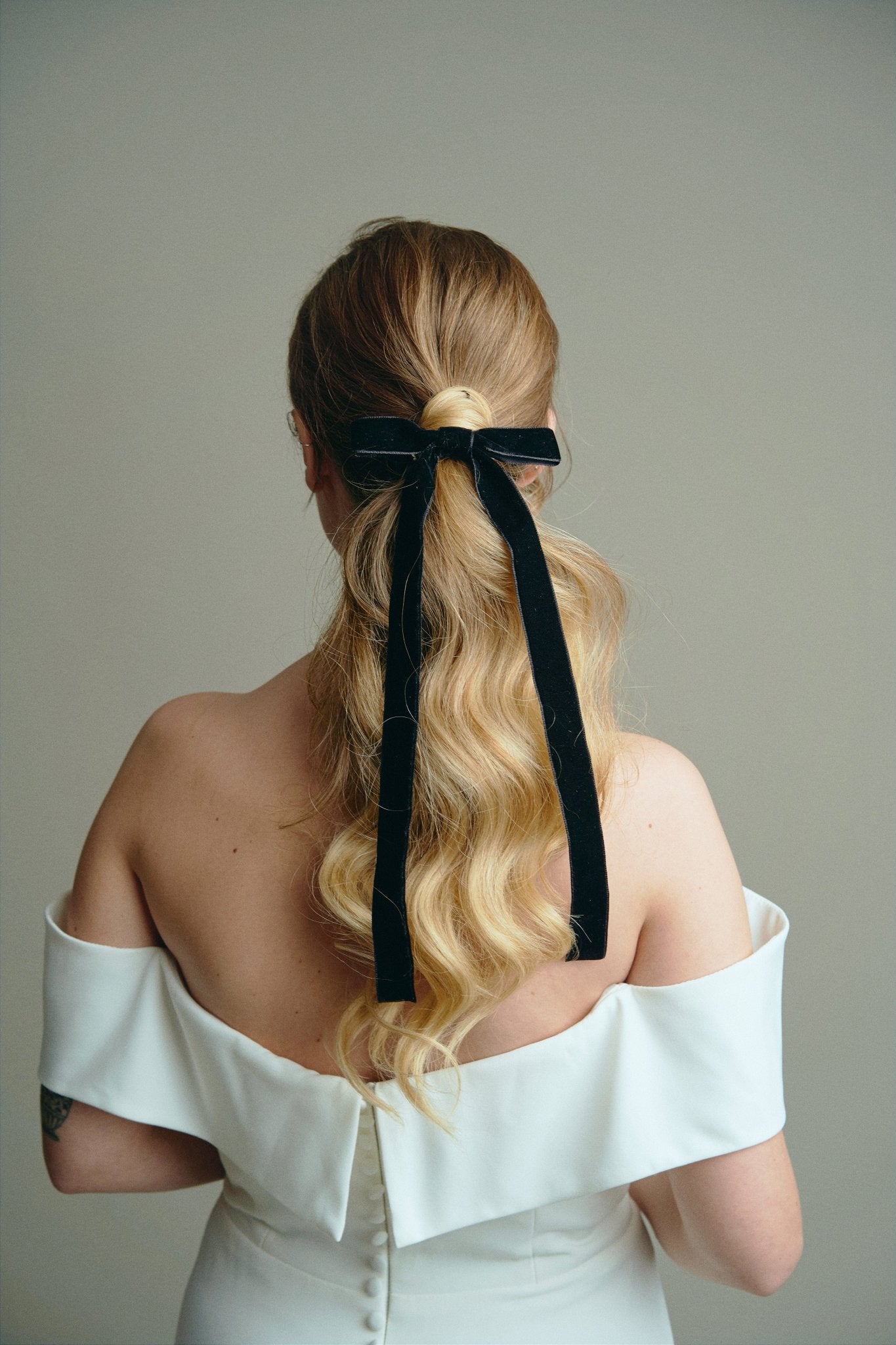 black velvet bridal hair bow