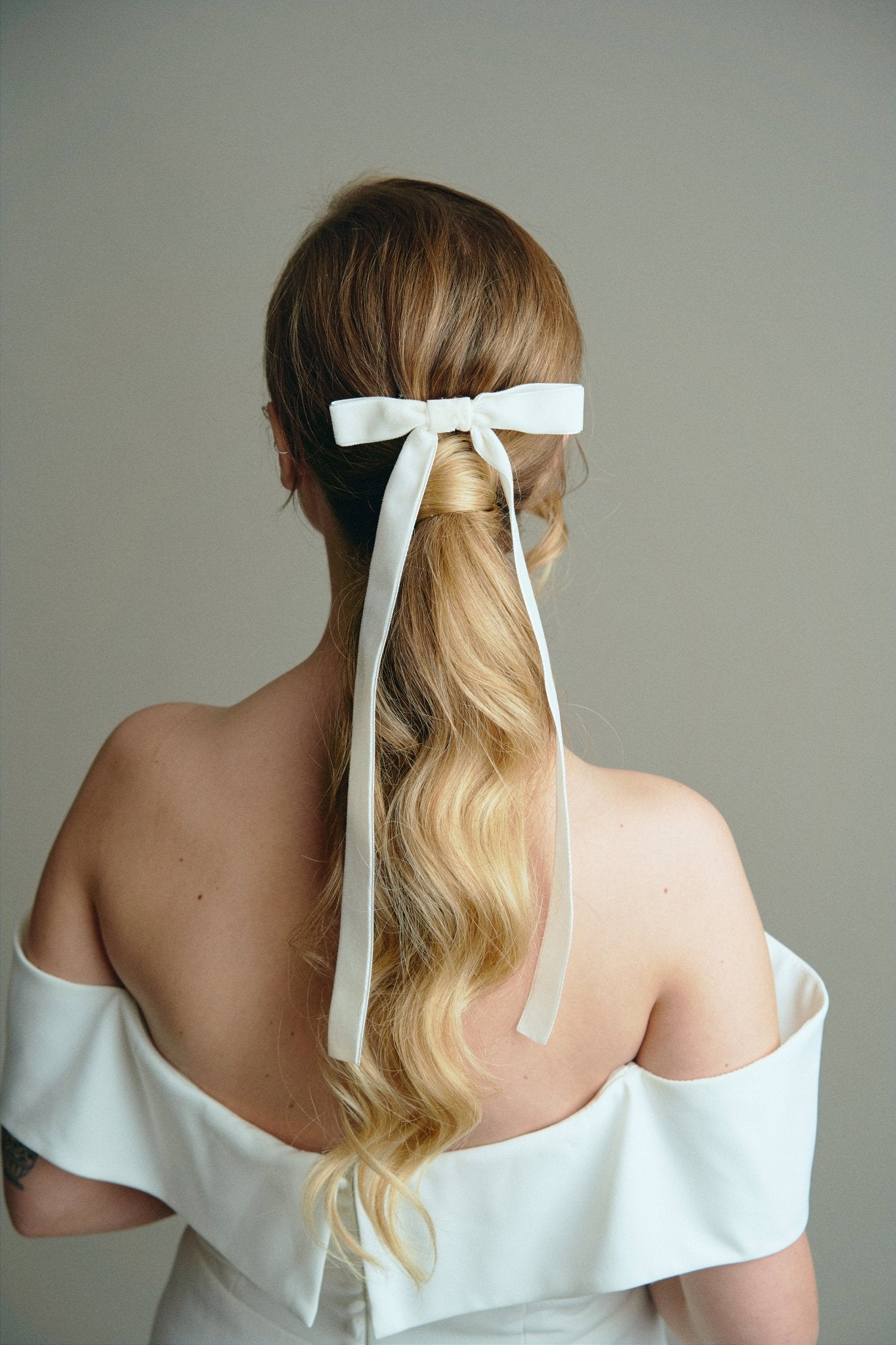 ivory velvet hair bow for bride or bridesmaid