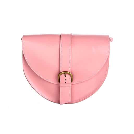 Bolsa Tiracolo em Couro com Fecho Rosa