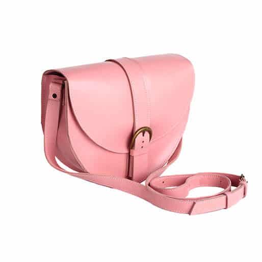 Bolsa Tiracolo em Couro com Fecho Rosa