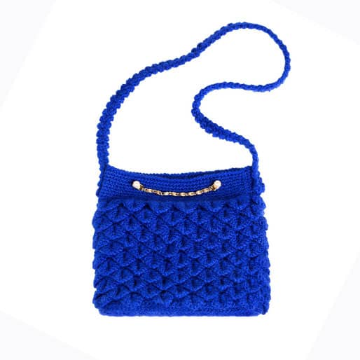 Bolsa Transversal de Crochê Azul