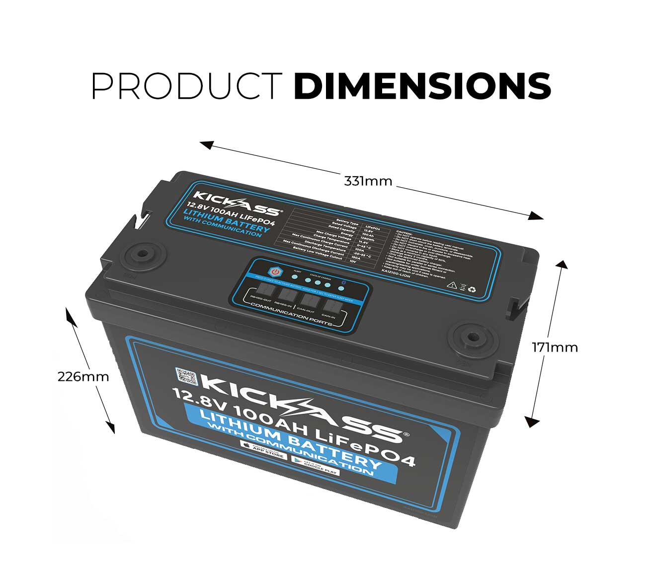 KickAss 12V 100AH Deep Cycle Lithium Battery 2 Pack