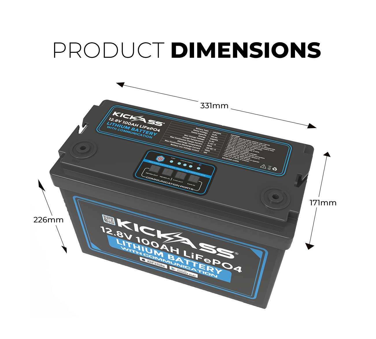 KickAss 12V 100AH Deep Cycle Lithium Battery 2 Pack