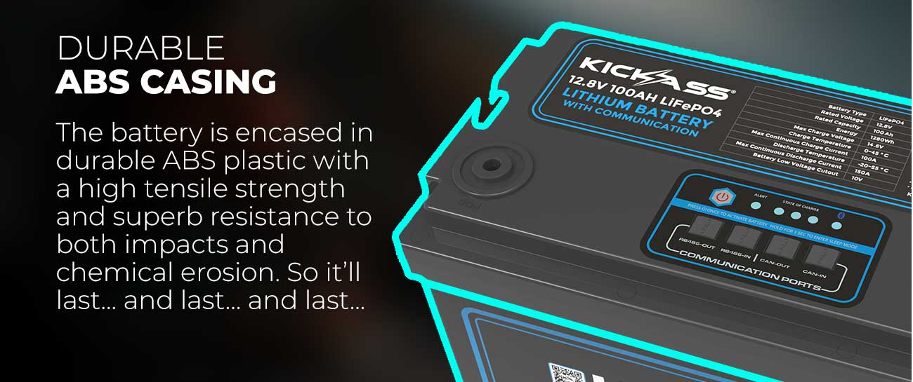 KickAss 12V 100AH Deep Cycle Lithium Battery With Communication