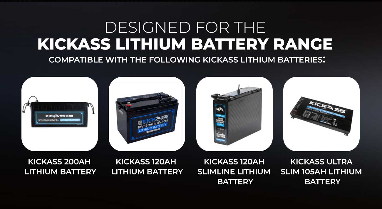 KickAss 12V 120Ah Slimline LiFePO4 Lithium Battery Essentials Bundle