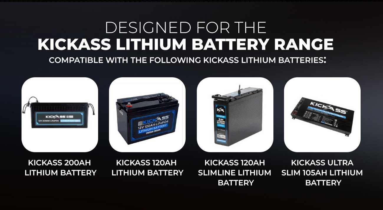 KickAss 12V 120Ah Slimline LiFePO4 Lithium Battery Value Bundle