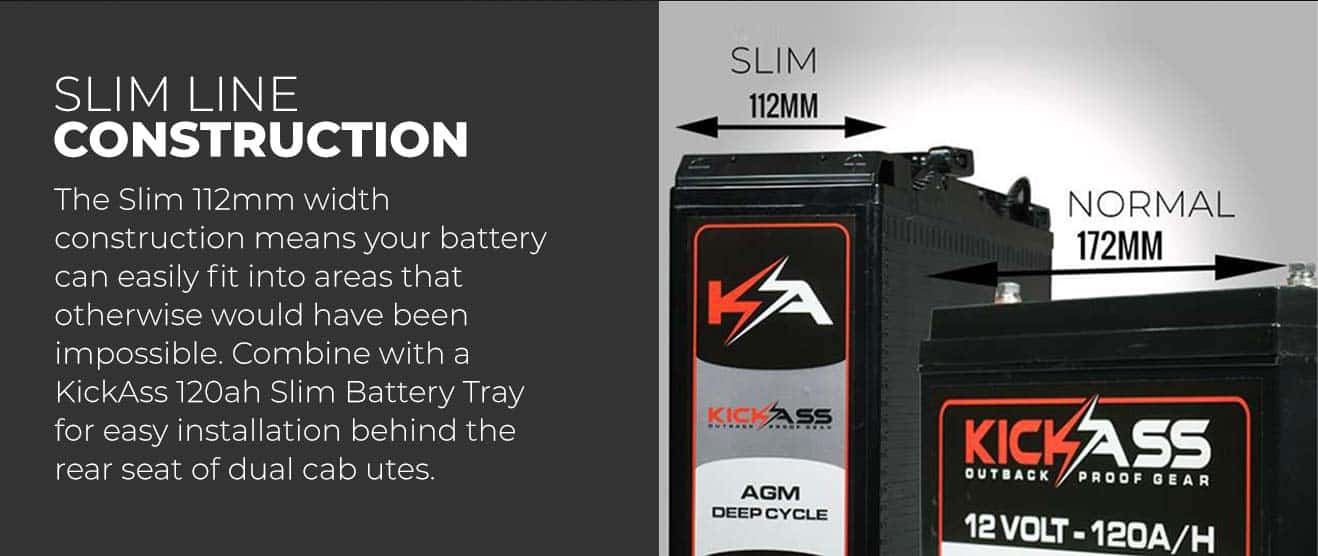 KATRAYMT120DCDCLVD - KICKASS 120AH Slimline AGM Battery & 25A DC-DC Complete Package