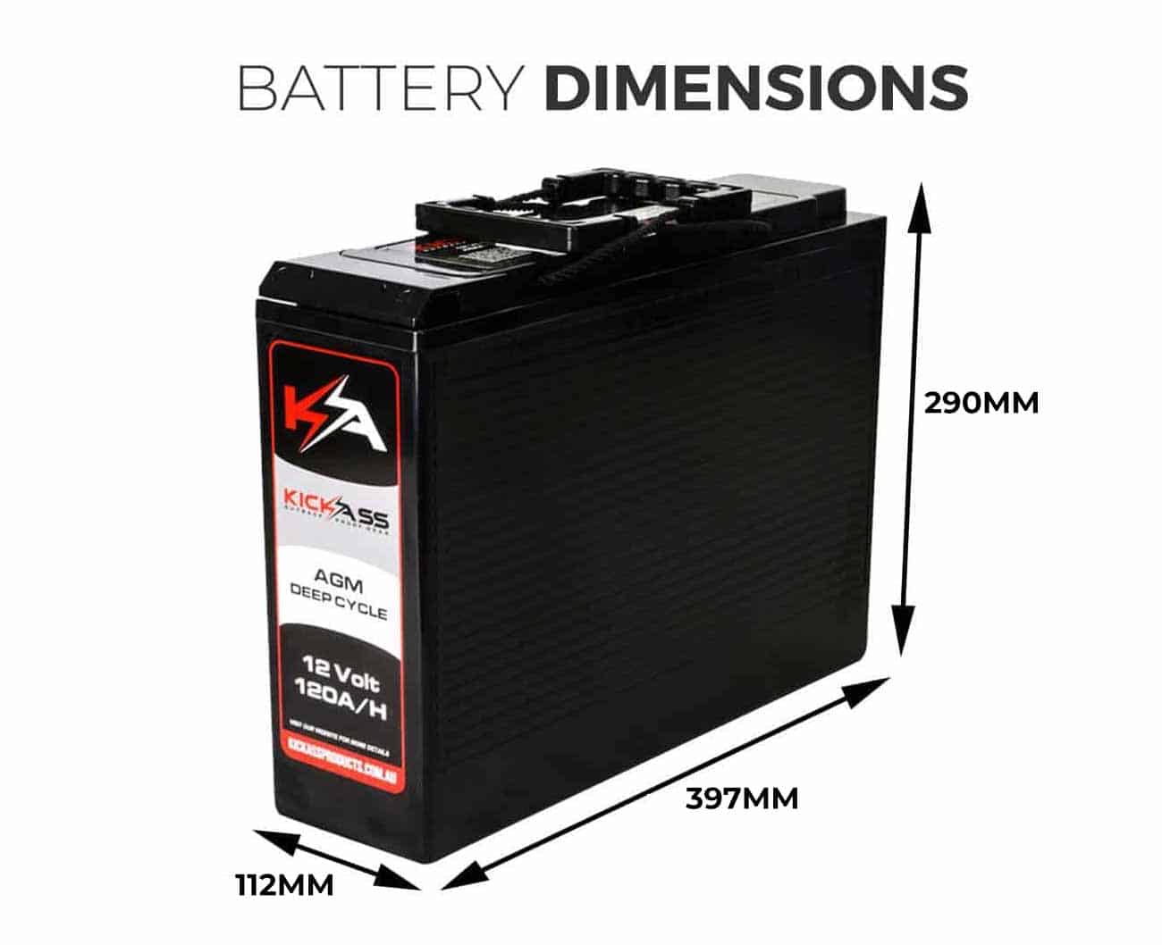 KA12120SLIM - KICKASS Slim 12V 120AH Deep Cycle AGM Dual Battery