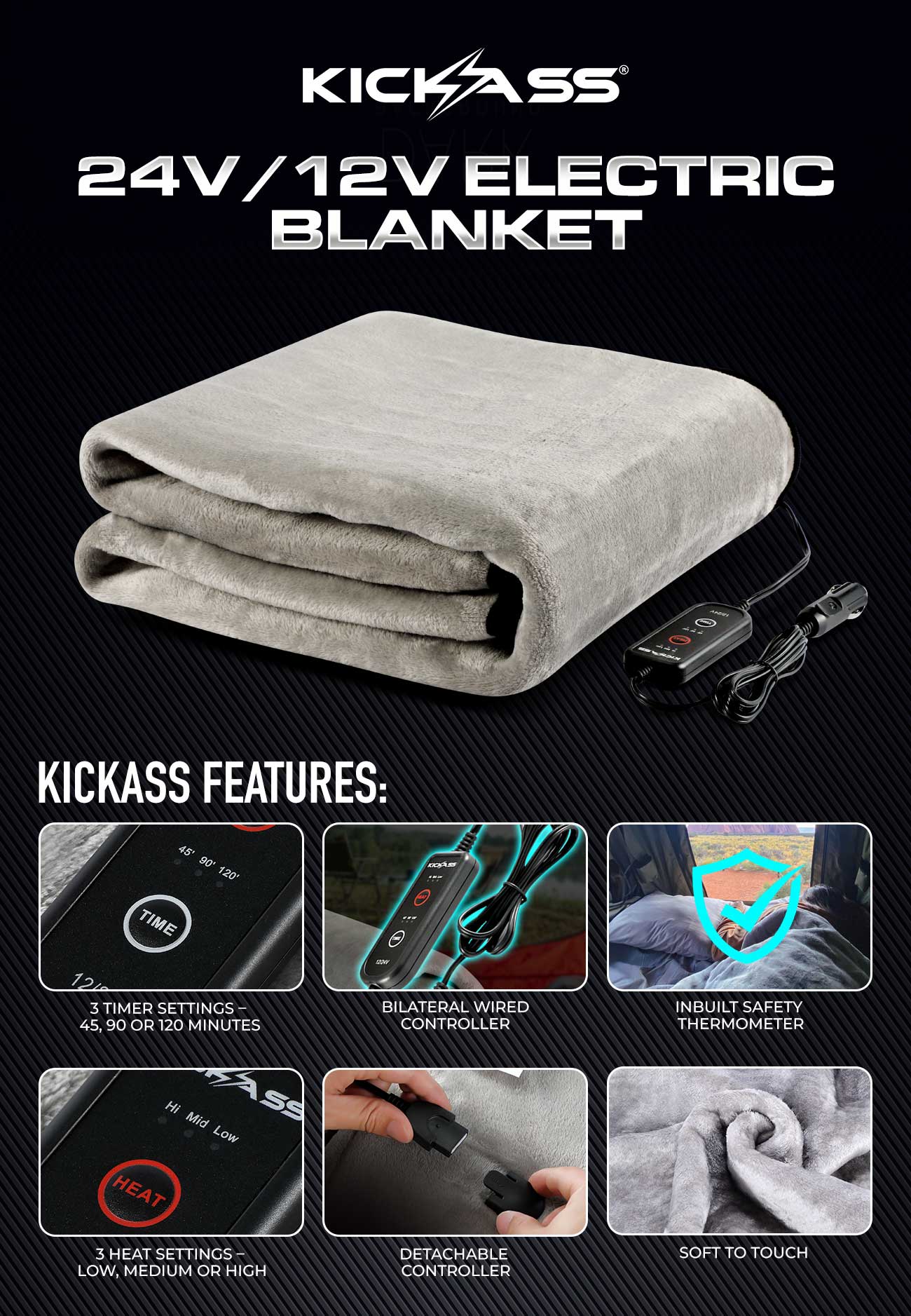 KickAss 12v 24v Electric Blanket