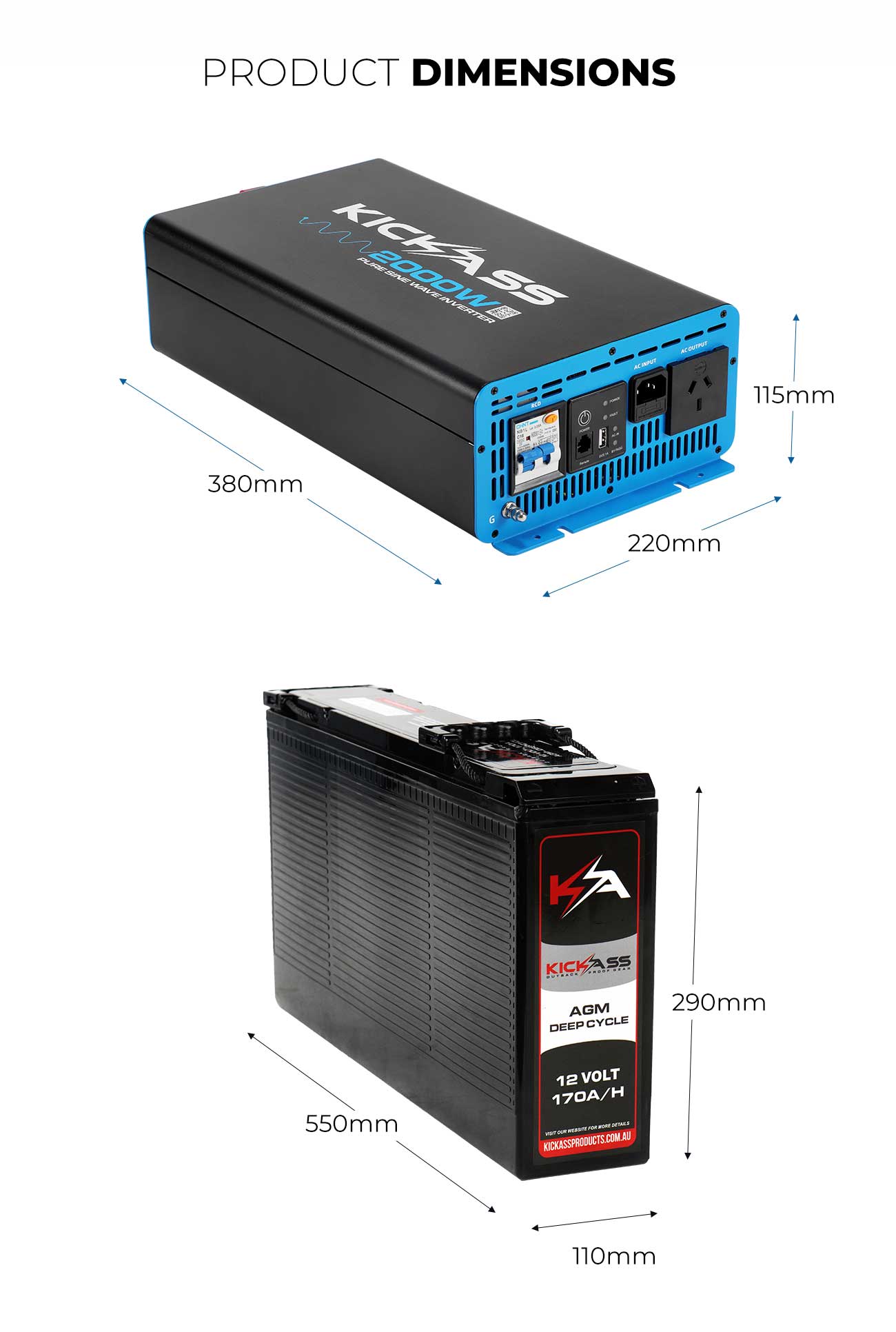 KickAss 2000W Inverter Battery Bundle