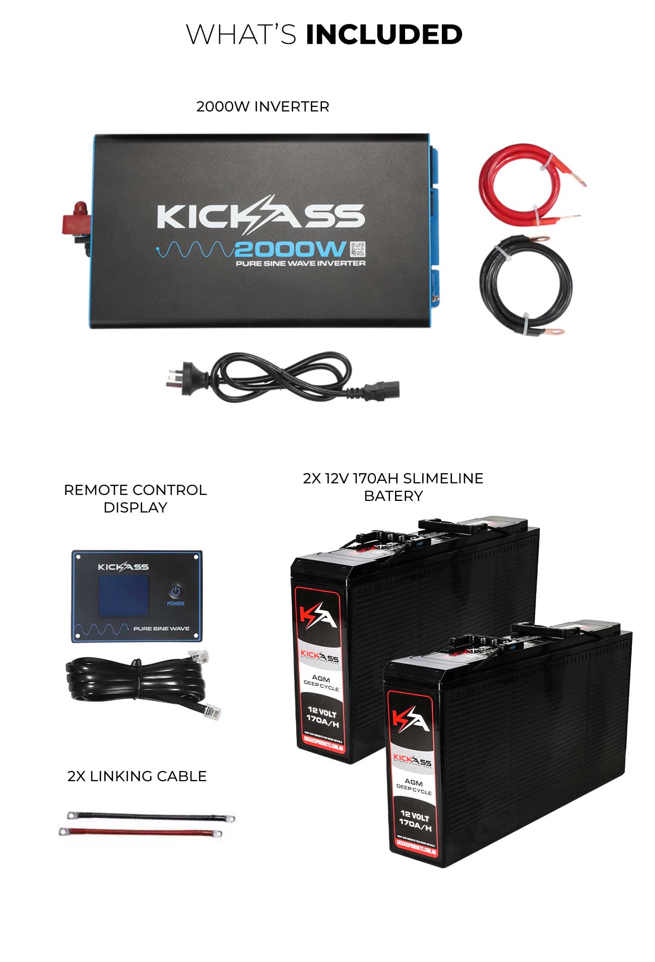 KickAss 2000W Inverter Battery Bundle