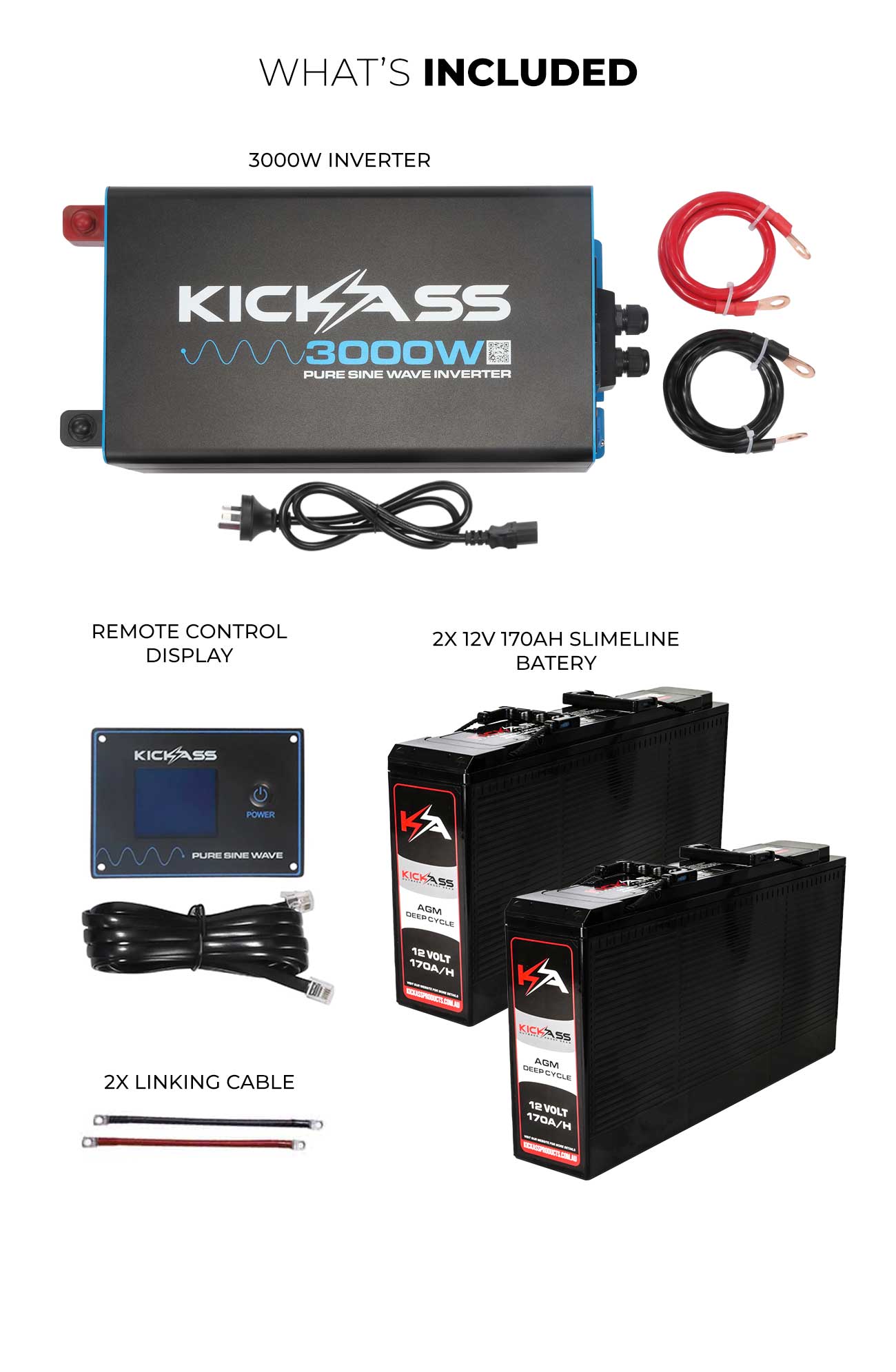 KickAss 3000W Inverter Battery Bundle