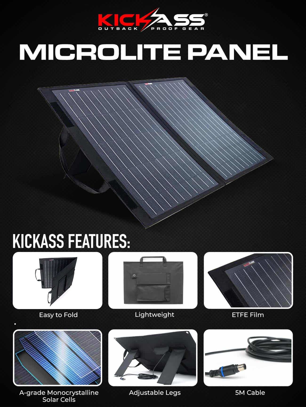 KA50FUMLP - KickAss 50W Fold Up Microlite Panel