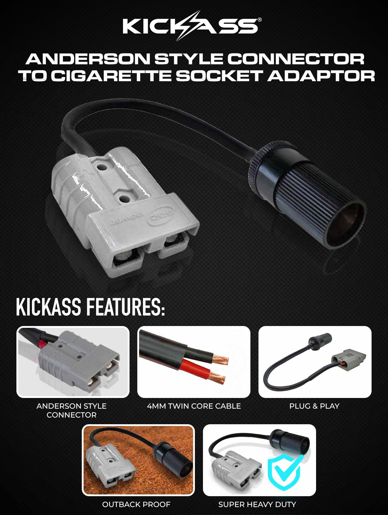 KAAnd-Cigs - KICKASS Anderson Style Connector to Cigarette Socket Adaptor 