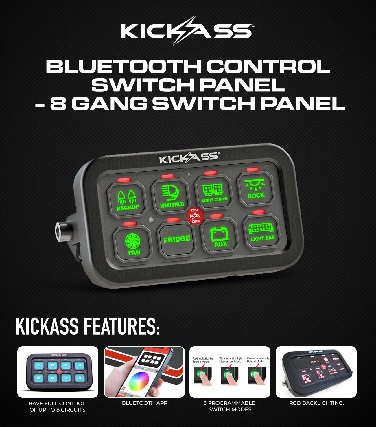 Bluetooth Control Switch Panel 8 Gang Switch Panel