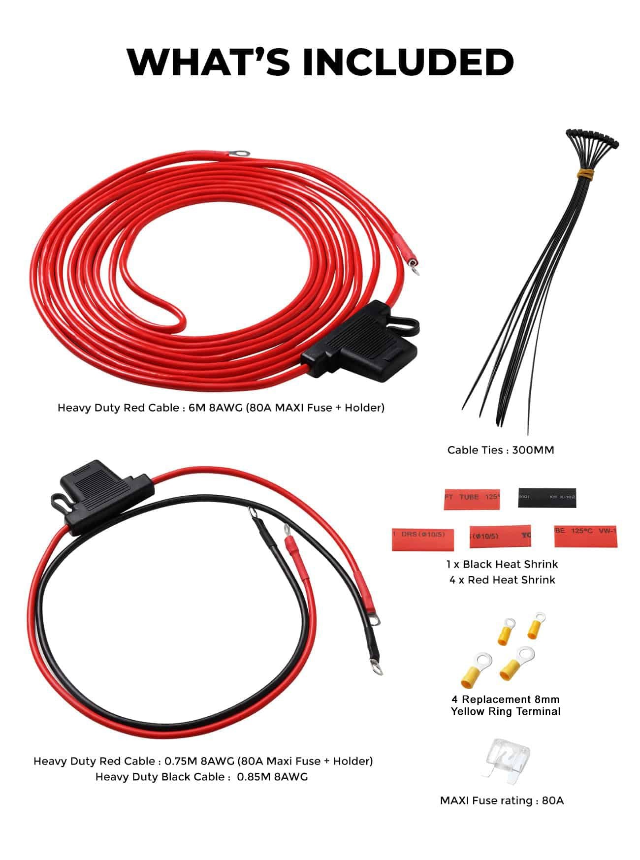 KADBWK8MMSC - KICKASS VSR Dual Battery Wiring Kit Single Core 8mm