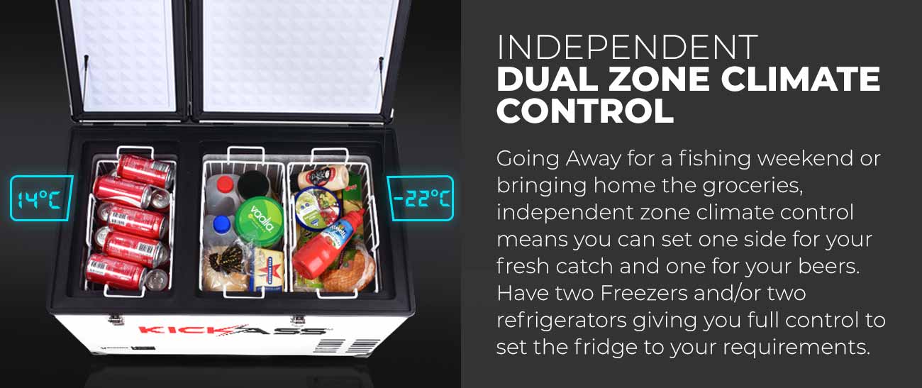 KAF-75DZ - KICKASS 75L Portable Camping Fridge Freezer Dual Zone