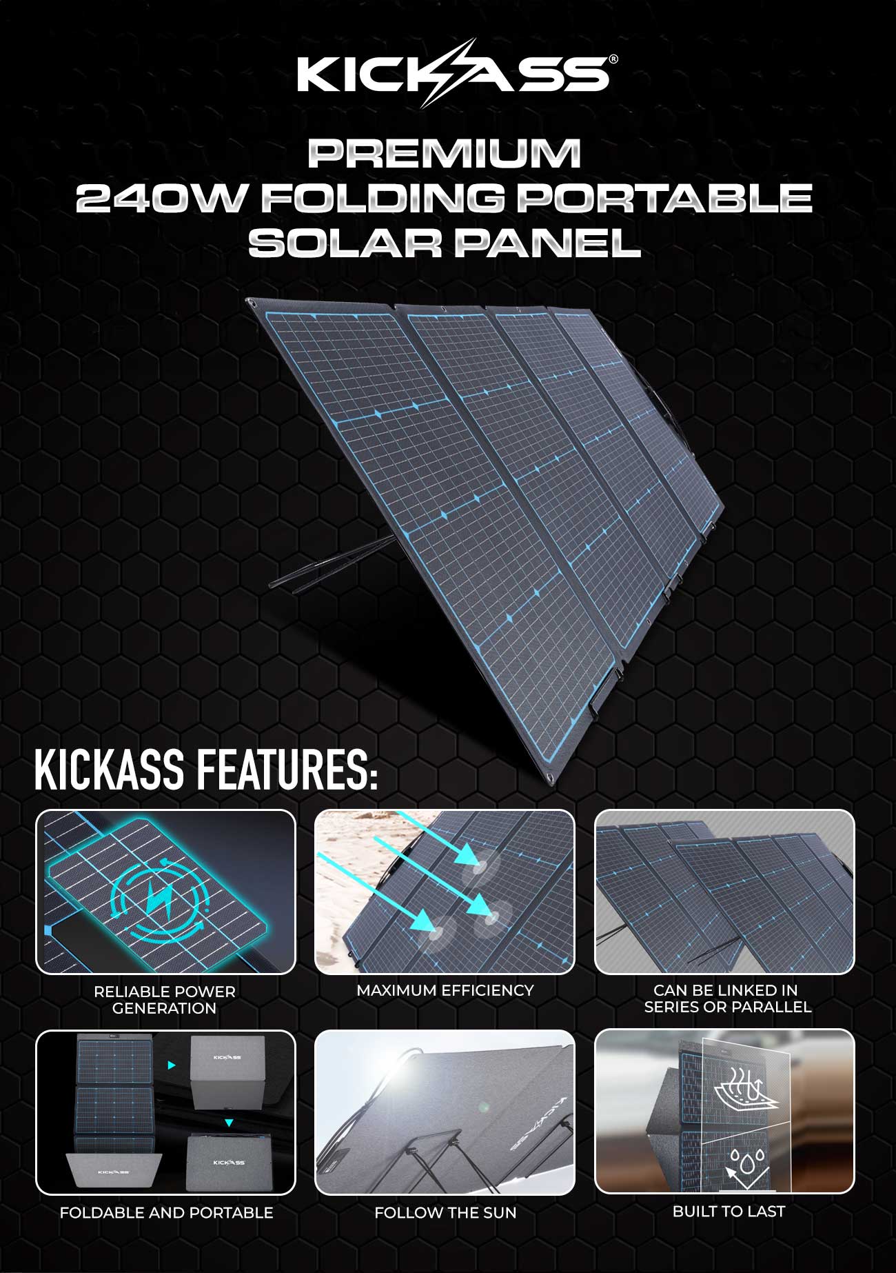 KickAss Premium 240W Folding Portable Solar Panel