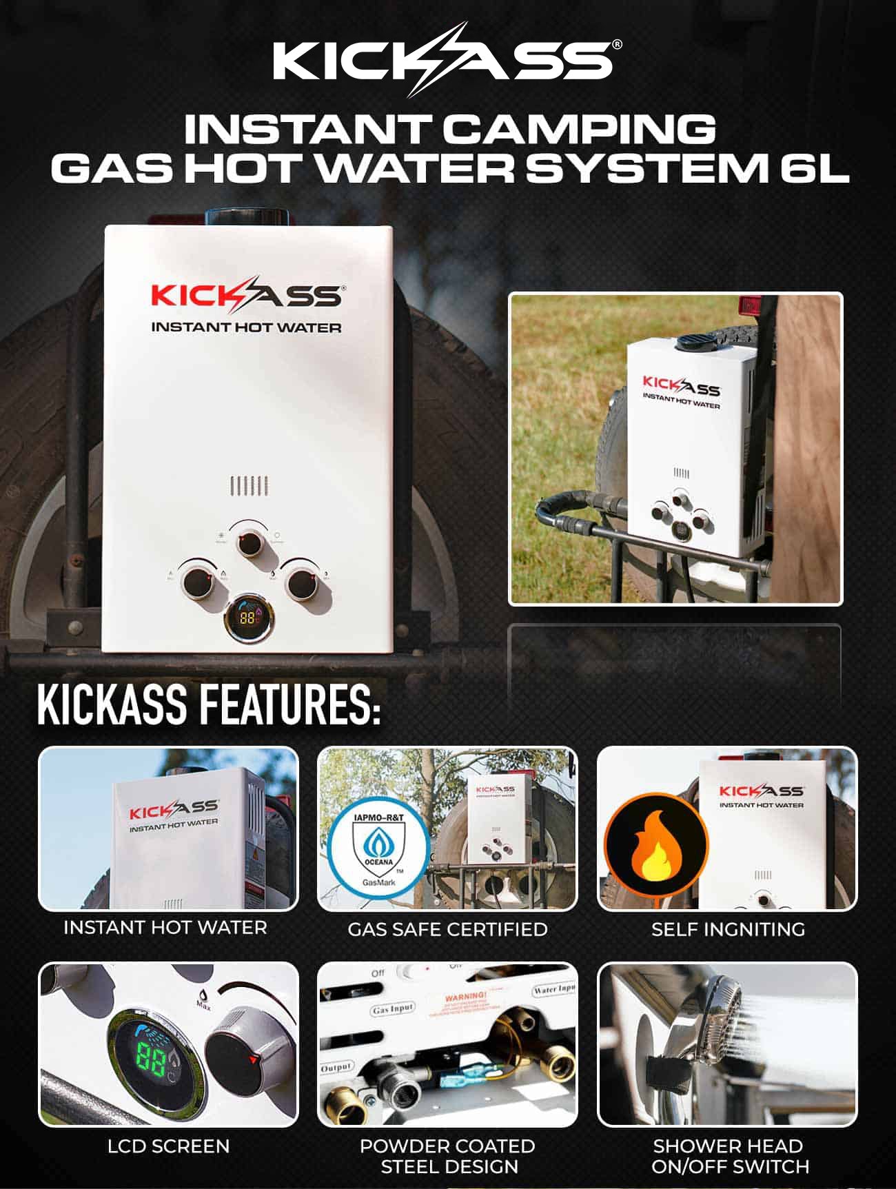 KickAss Instant Camping Hot Water System 6L