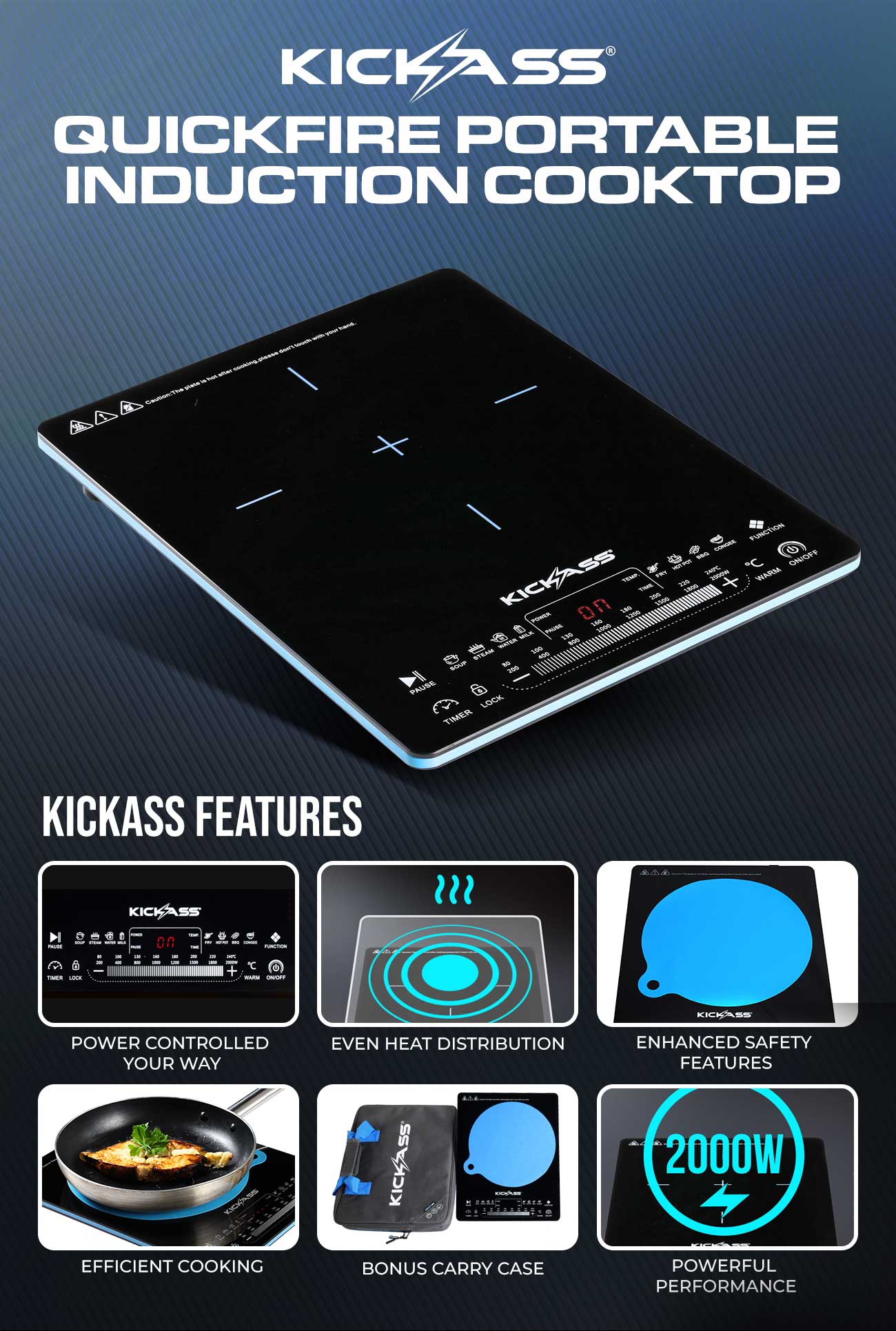 KickAss QuickFire Portable Induction Cooktop
