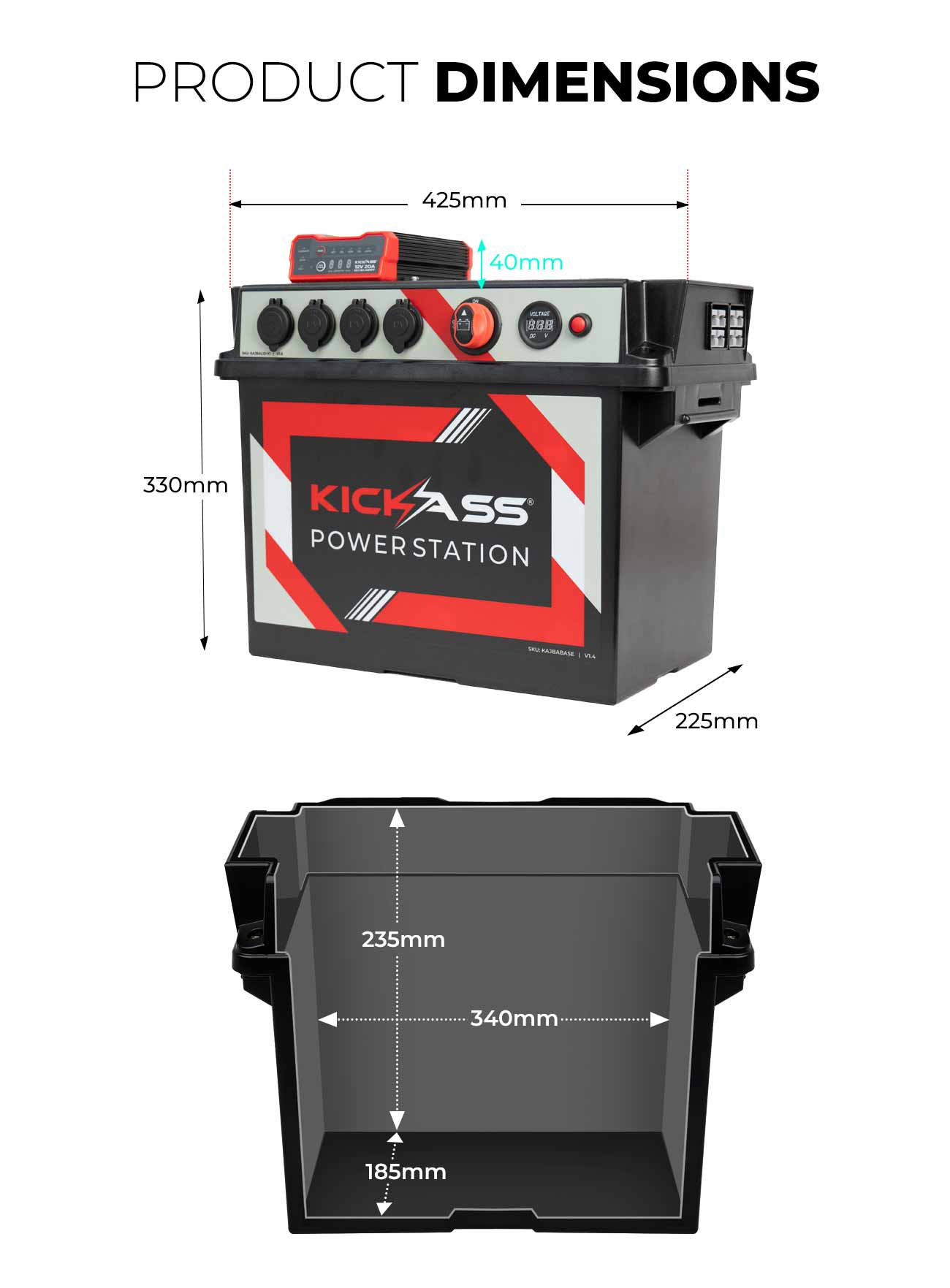 Portable Battery Box Power Station with Integrated 25A DCDC Charger