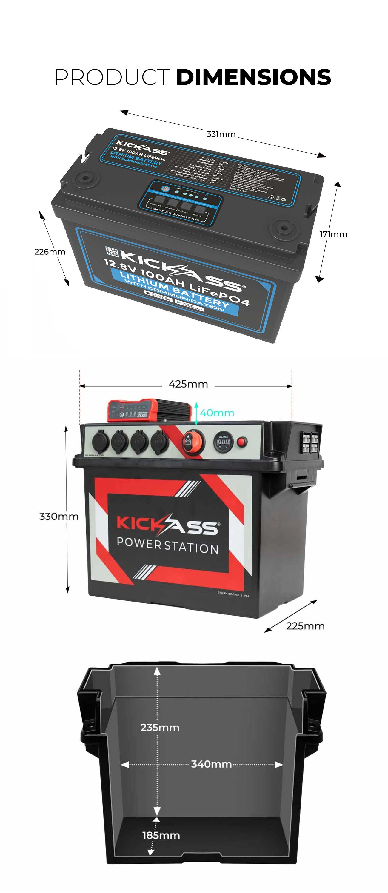 KickAss 100Ah Lithium Power Station with DCDC Charger