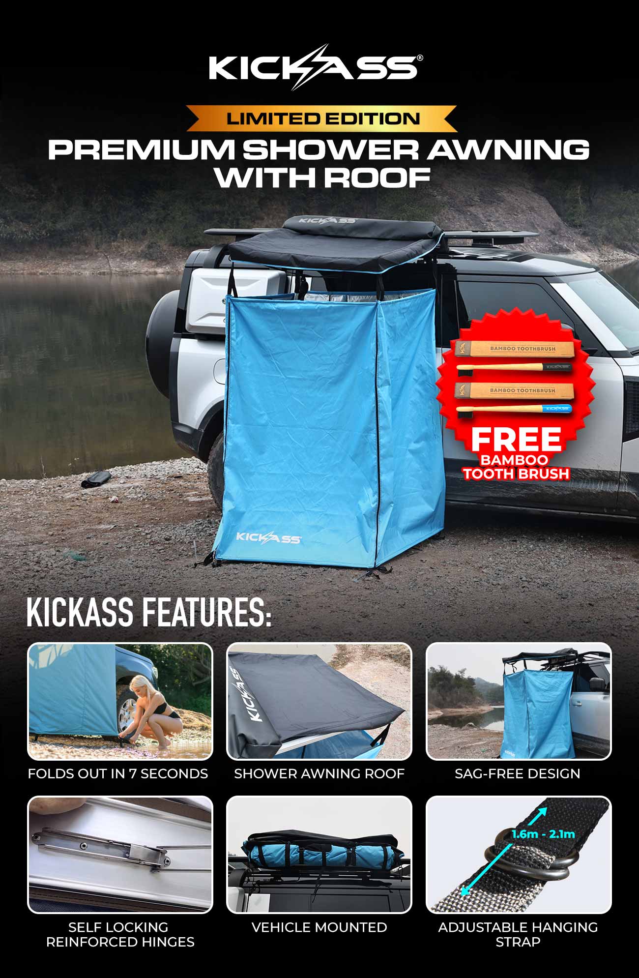 KickAss Premium Shower Tent Blue