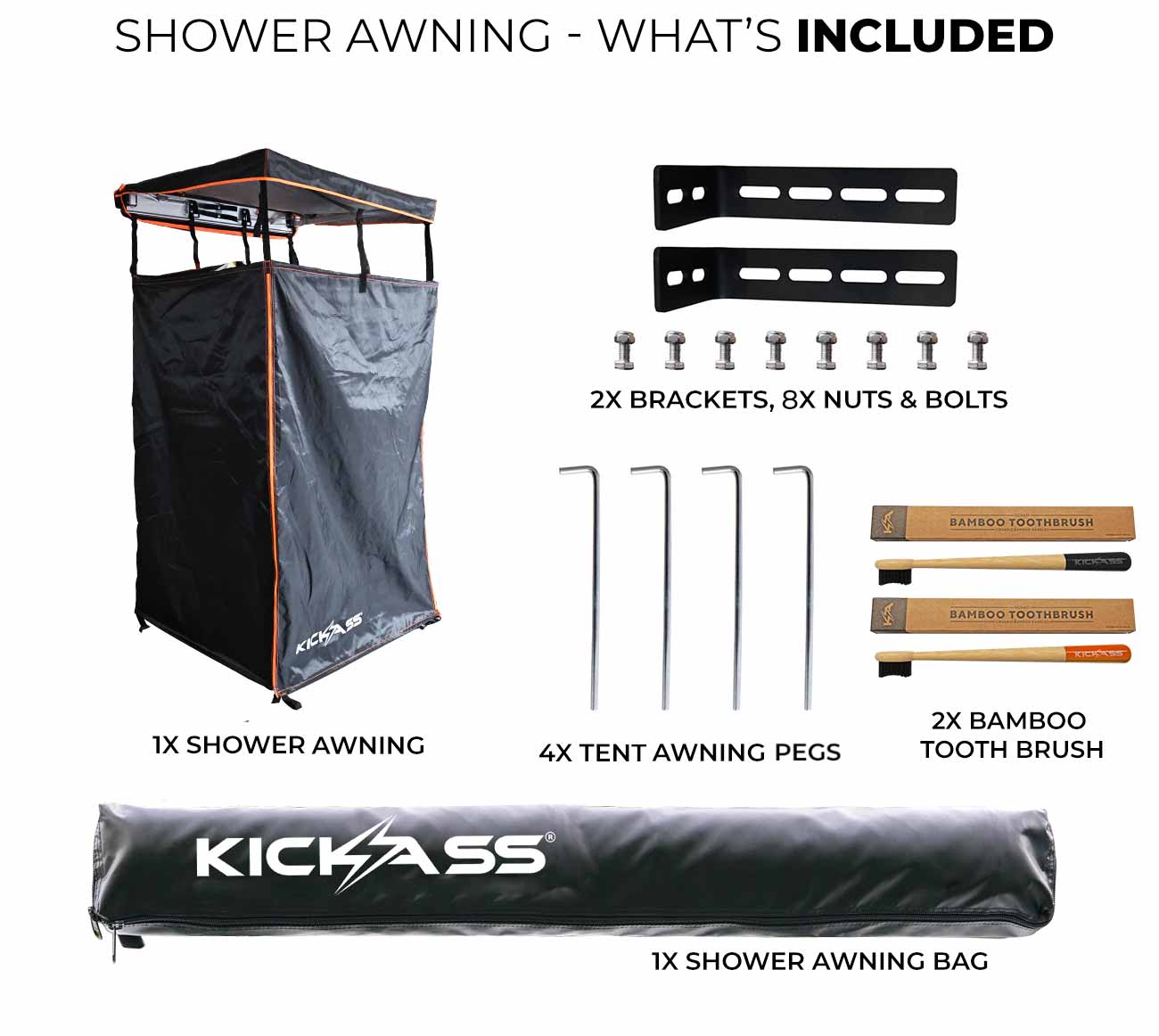 KickAss Premium Shower Tent Black and Orange