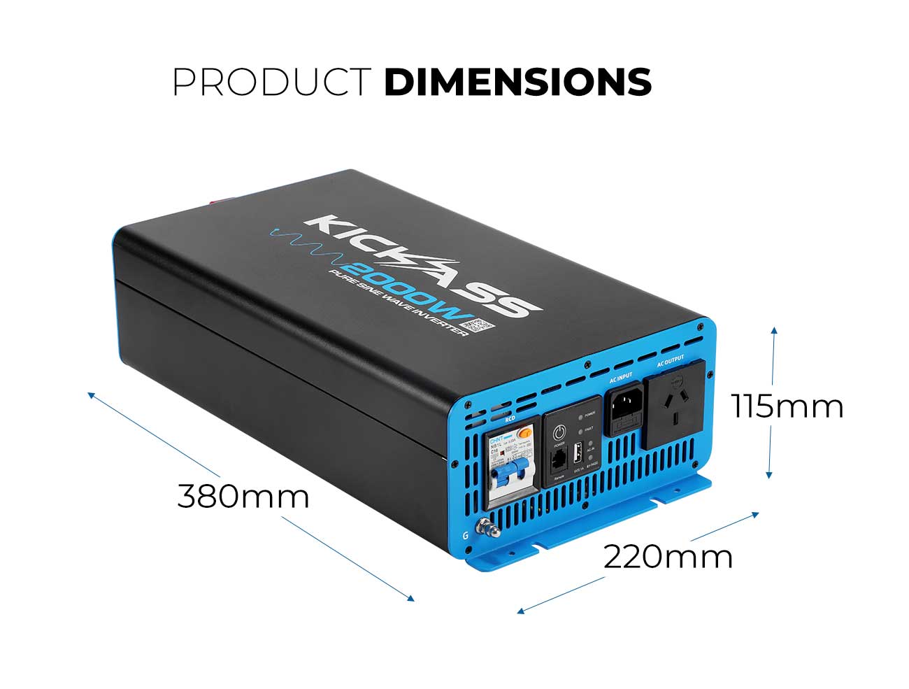 KickAss 2000W 12v to 240v Inverter Pure Sine Wave